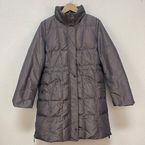 Number Nine Puffer Down Coat Jacket Gray Long Sleeve Stand-up Collar Women Large - Picture 1 of 10